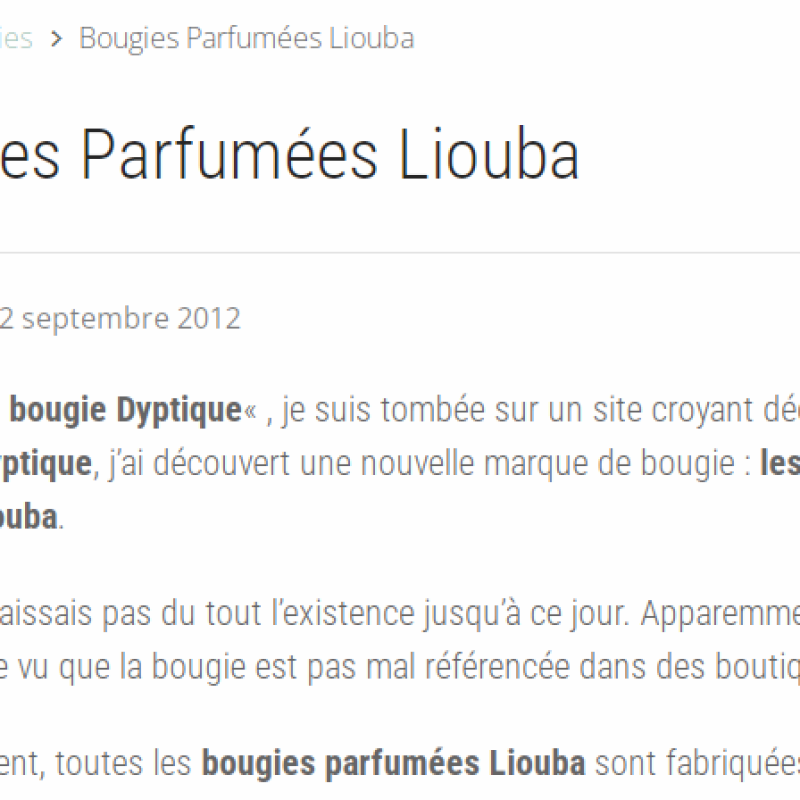 Un article sur bougie-déco.fr aux côtés de Grandes Marques !!!