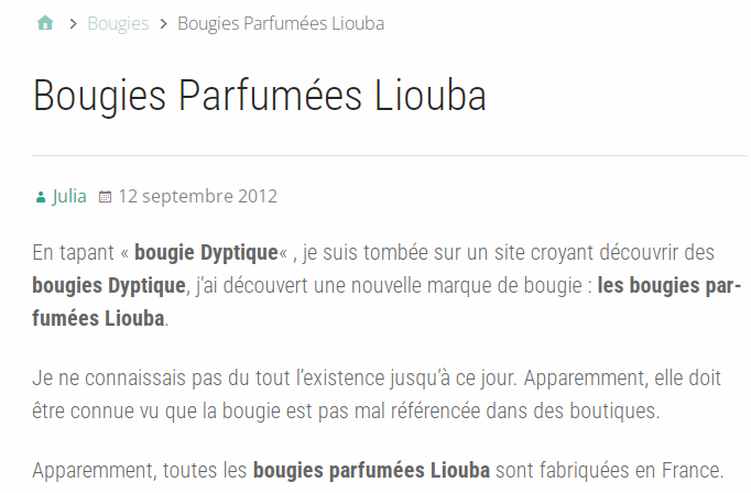 Un article sur bougie-déco.fr aux côtés de Grandes Marques !!!