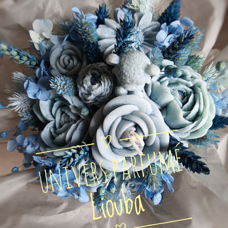 Bouquet de Fleurs de Cire BLEU