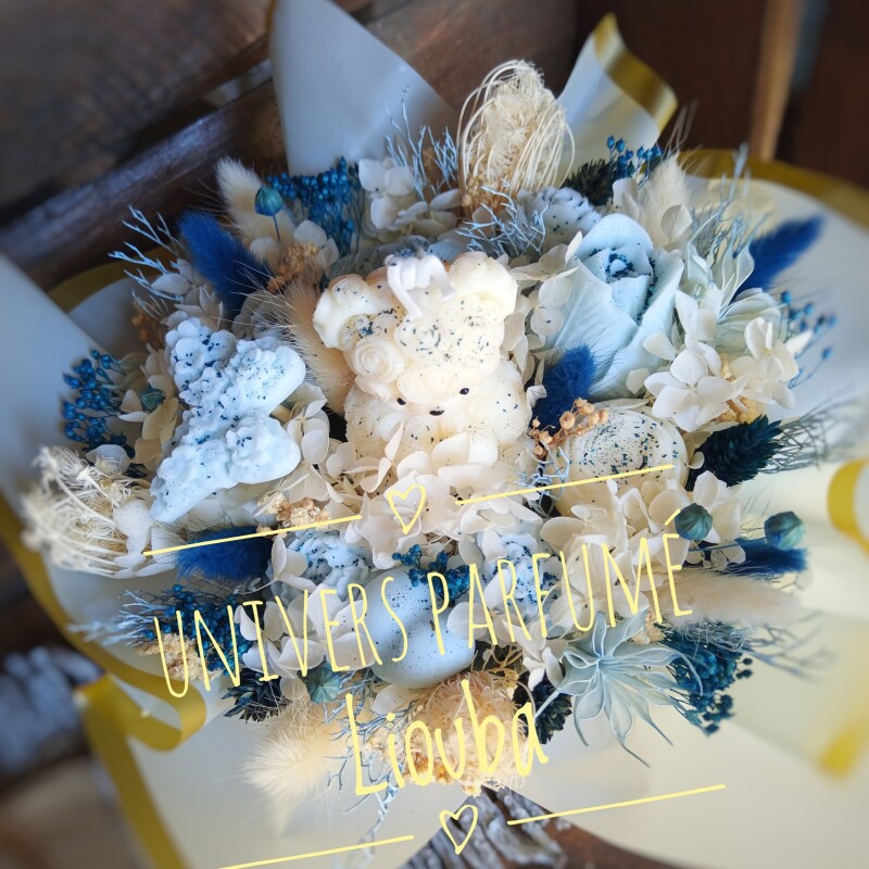 Bouquet de Fleurs de Cire BLEU