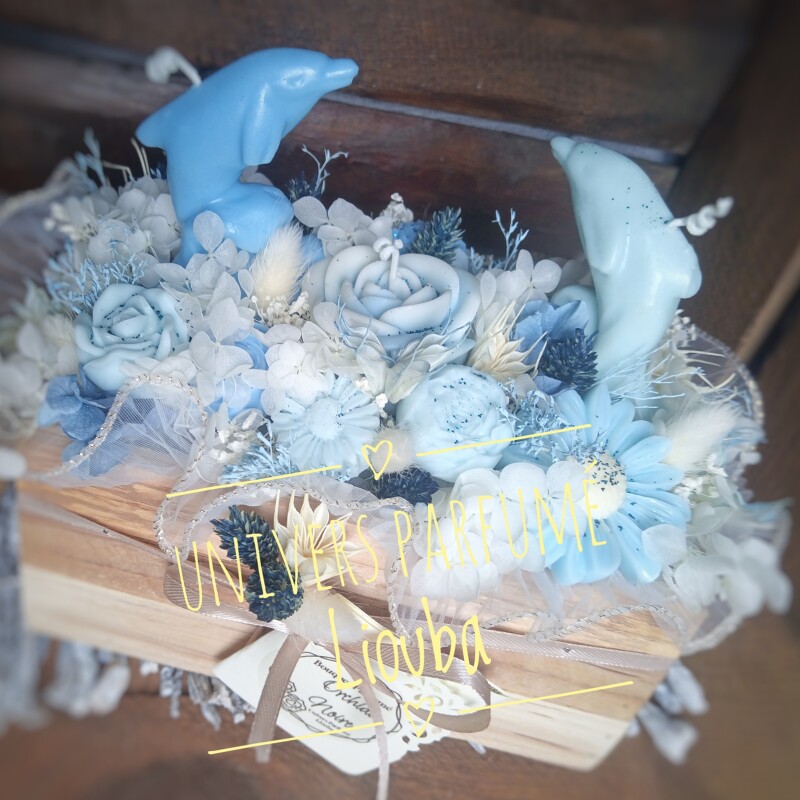 Bouquet de Fleurs de Cire BLEU