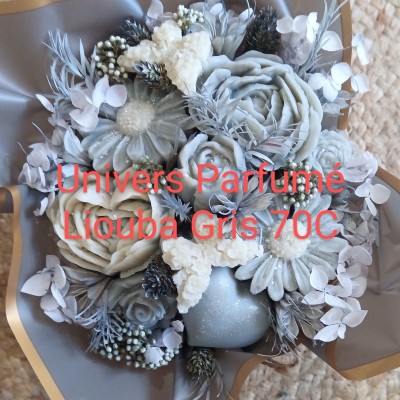 Bouquet de Fleurs de Cire Gris & Blanc