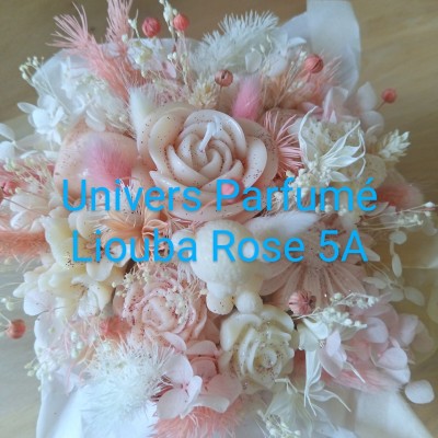 Bouquet de Fleurs de Cire Rose & Blanc