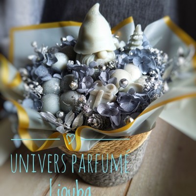 Bouquet de Fleurs de Cire Noël Argent