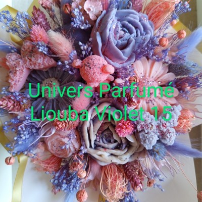 Bouquet de Fleurs de Cire Violet & Rose