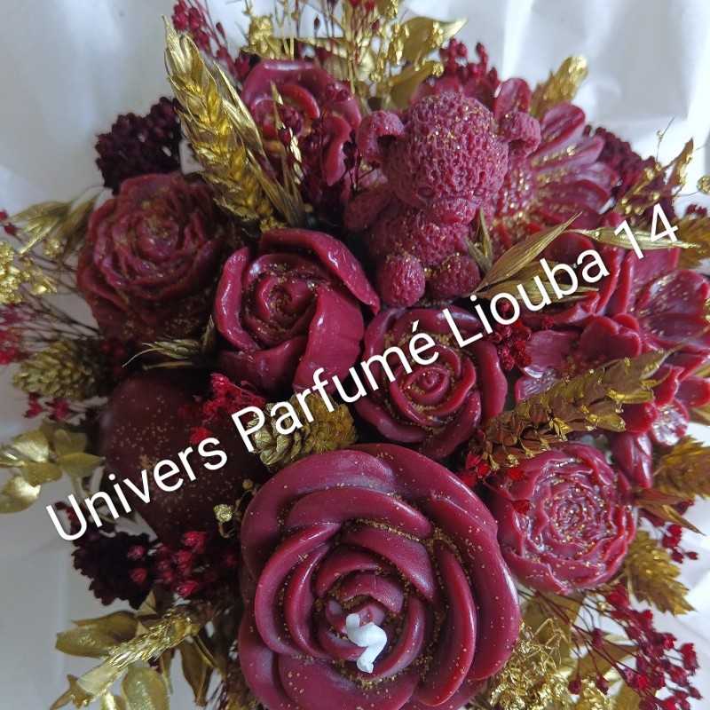 Bouquet de Cire Pourpre & Or