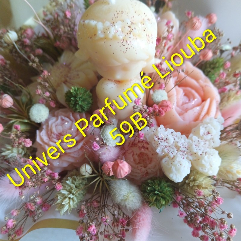 Bouquet de Fleurs de Cire Champêtre Rose