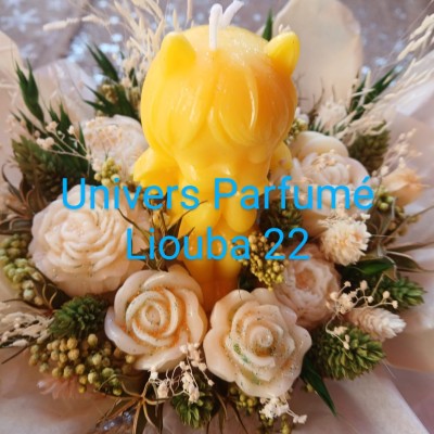 Bouquet de Fleurs de Cire Jaune & Vert