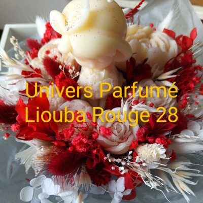 Bouquet de Fleurs de Cire Blanc et Rouge